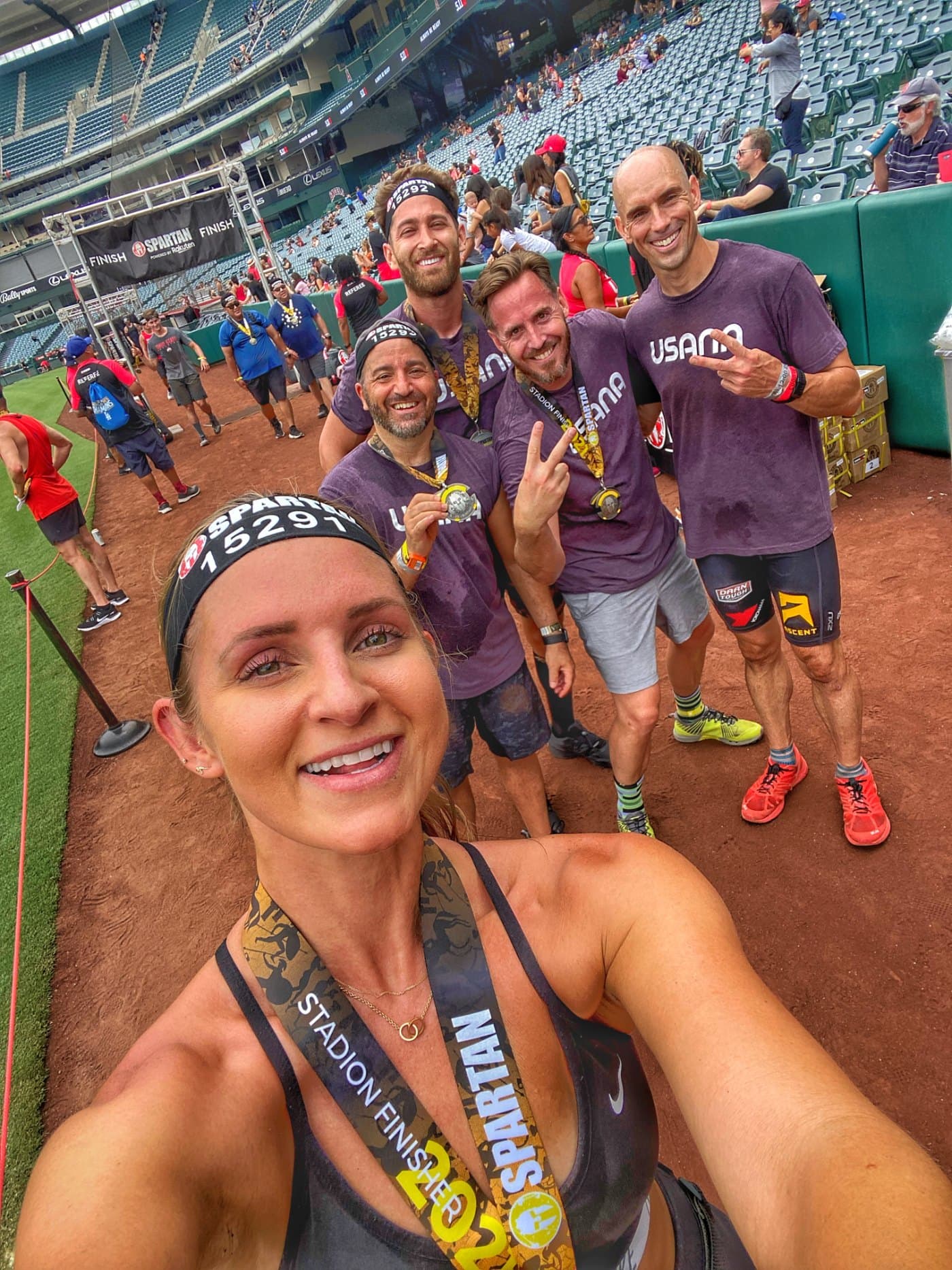Team USANA at the Angel Stadium finish